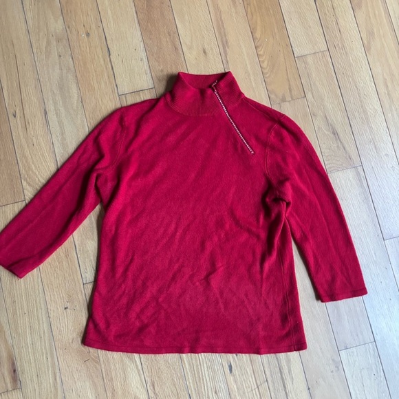 Vintage Rare Y2K Red Turtleneck with rhinestone zipper - Picture 3 of 5